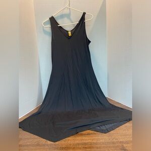 Lole Black Tank V Neck Dress Asymmetrical Hem Summer Time - size xs
